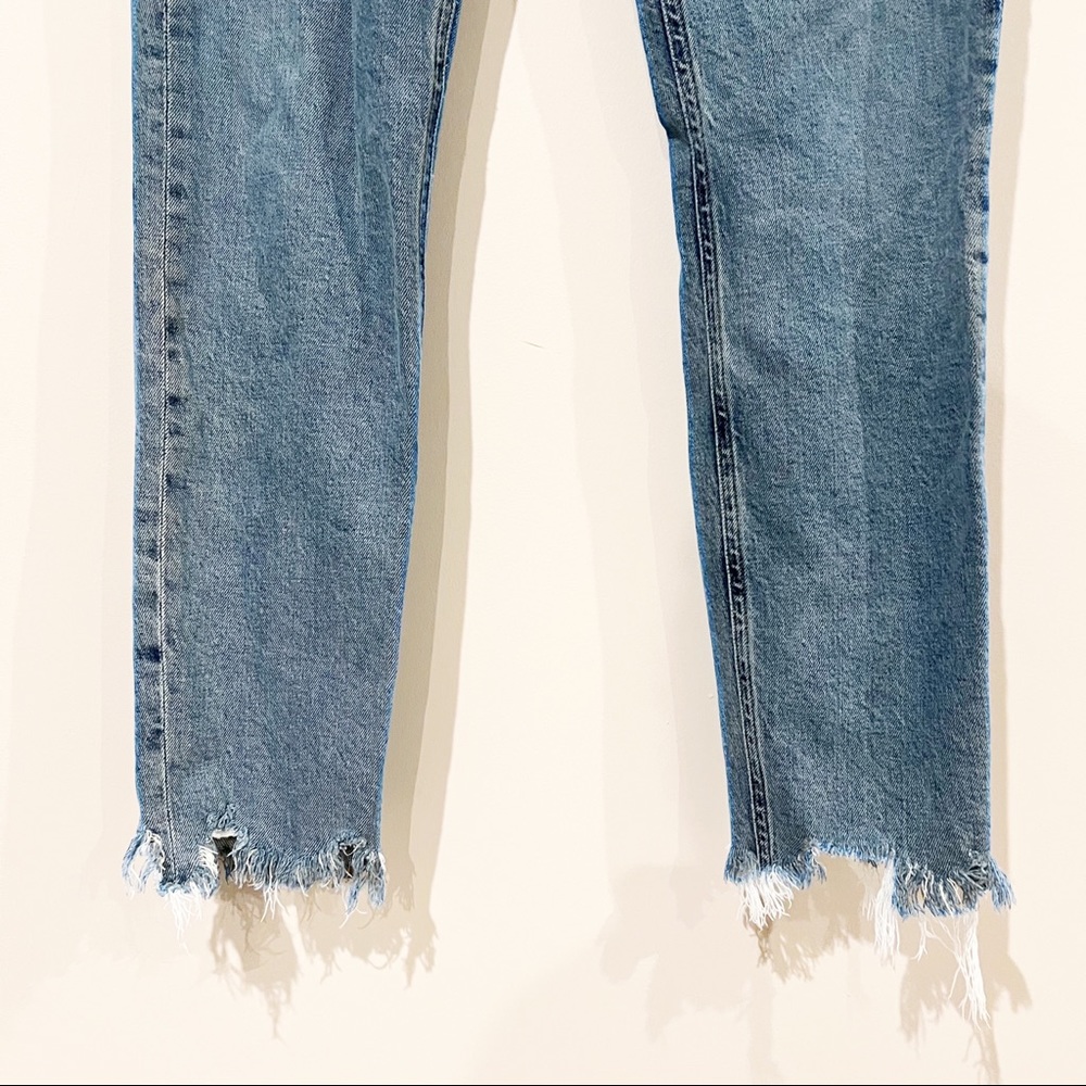 AGOLDE Nico High Rise Slim Fit Rooted Jeans Distressed Chewed Hem Denim Size 29 - Picture 9 of 10